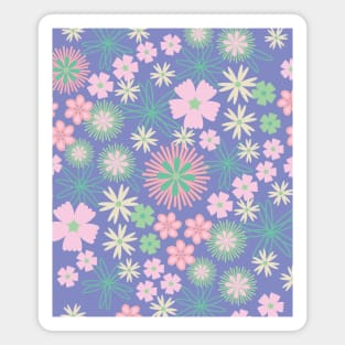 SECRET GARDEN Floral Botanical Cottage Garden Flowers in Pastel Purple Pink White Green - UnBlink Studio by Jackie Tahara Magnet